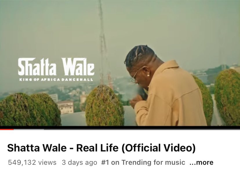 Shatta Wale - “Real Life” Official Music Video On The Trends! 💥🔥🔥 No.1 On Youtube Over 500K Views! Let’s Keep It Coming!!! ====>> youtu.be/7gUmv9SUd44?si… #KONEKTALBUM 💿 🔥 🚀