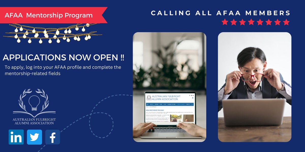 Exciting News! Applications OPEN for AFAA's Mentorship Program! Join the 8-month journey, connect with mentors, and elevate your career! Apply now: fulbrightalumni.org.au/Mentorship-Pro… #AFAA #Fulbright #Mentorship #CareerGrowth
