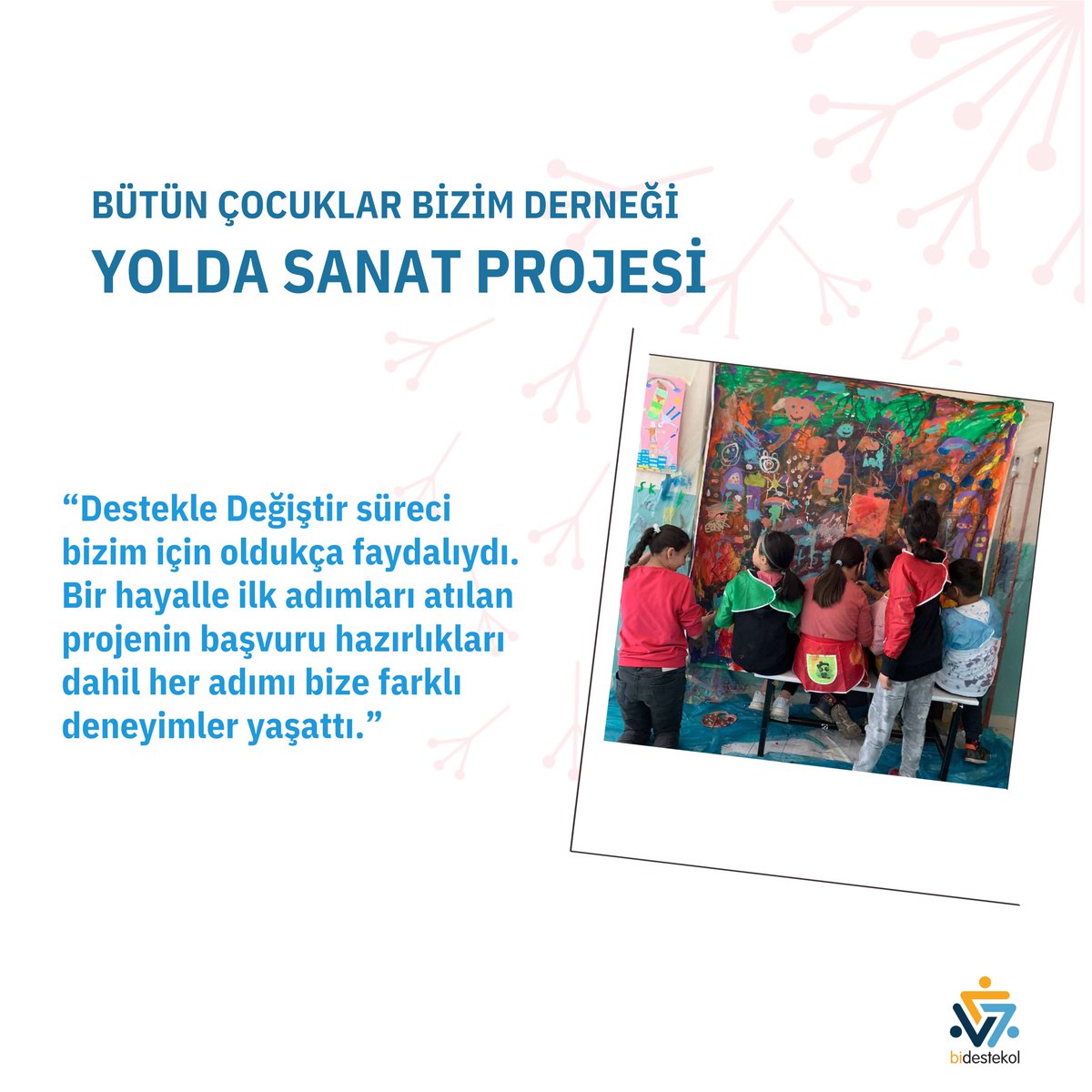 BiDestekol's tweet photo. BiDestekol olarak, TÜSEV’in teknik desteğiyle 18 Ekim 2022 tarihinde düzenlediğimiz Destekle Değiştir etkinliği için seçilen her 3 dernek de projelerini başarıyla tamamladı. Her üç projenin de çocuklara yönelik olması umuda belki de en çok ihtiyaç duyduğumuz şu günlerde https://t.co/wgHhPIzQgy