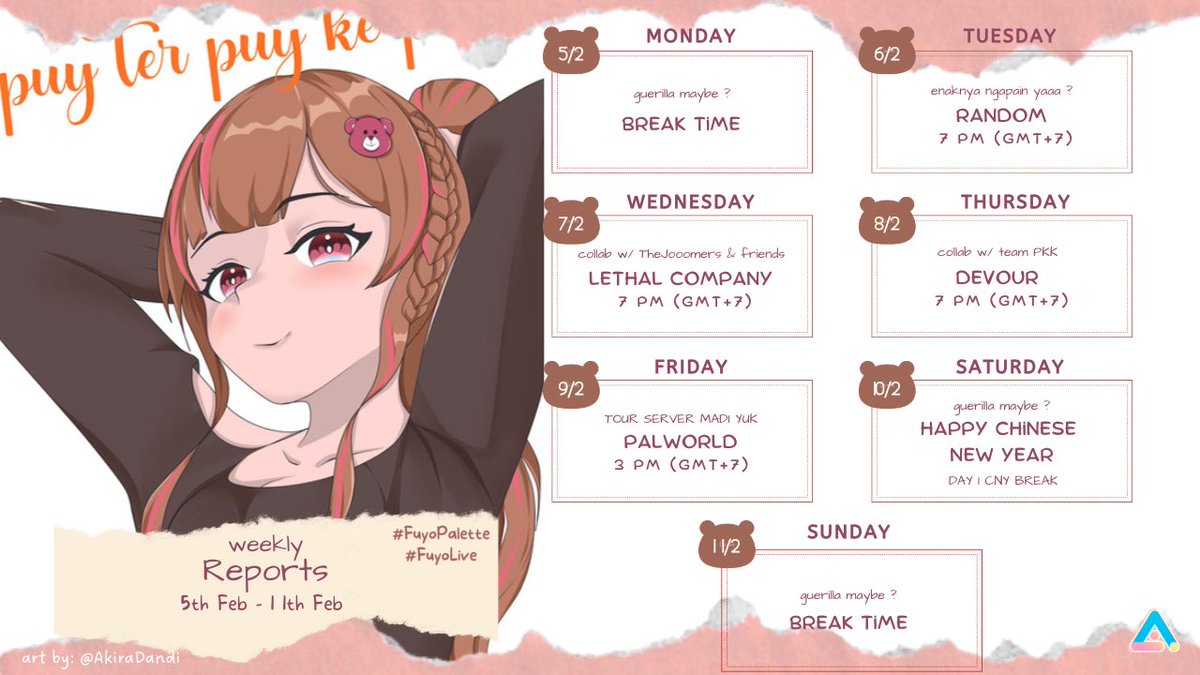 fuyomafuyu's tweet photo. ✨ akhirnya ngeluarin skejul di twitter lagiiii✨
👉schedule & free chat : https://t.co/tS2TZAvEUr
• General: #FuyoMafuyu
• LIVE: #FuyoLive
• Fanart: #FuyoPalette
• Asset: #Fussets
• Clip: #FuClip
• Meme: #Funyohoho
• Fan name: #dpuyengs https://t.co/df3DqFIO8D