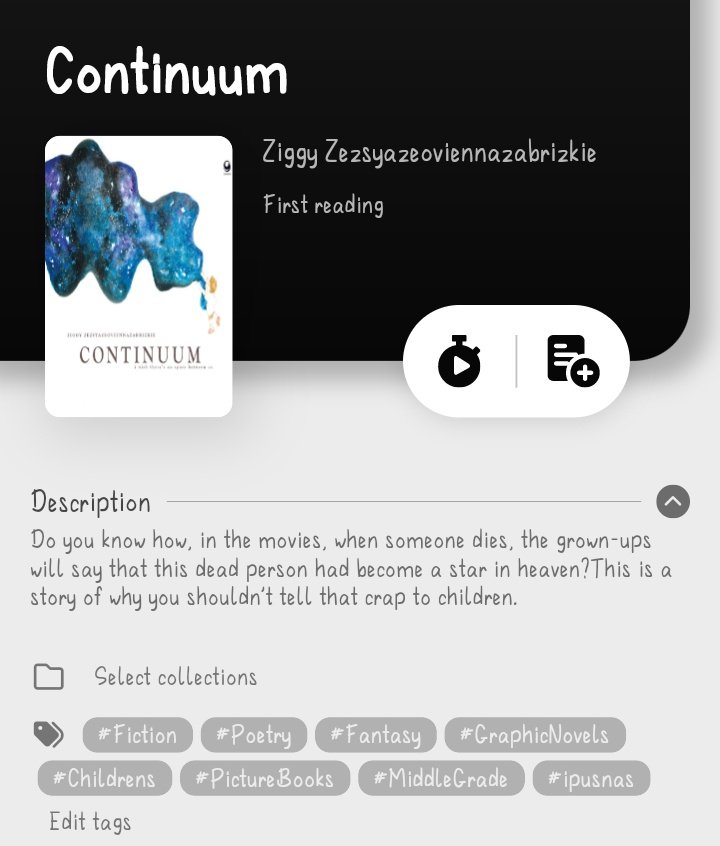 silsilabel's tweet image. ━𝐎━𝐎━━━━━━━━━
˚‧ੈ✩‧ 𝗰𝘂𝗿𝗿𝗲𝗻𝘁𝗹𝘆 𝗿𝗲𝗮𝗱𝗶𝗻𝗴 「📚」

📖 judul: Continuum
✍️ penulis: Ziggy Z. 
📍Ipusnas, 96 hlm
━━━━━━━━━━━━━