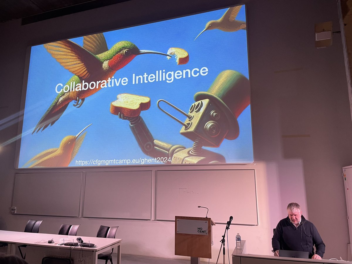 Daniel | 🥑 | (@paulustm) on Twitter photo Starting #cfgmgmtcamp with an interesting talk about GenAi in a Devops setting by <a href="/patrickdebois/">Patrick Debois</a>
🤖 Starting #cfgmgmtcamp with an interesting talk about GenAi in a Devops setting by <a href="/patrickdebois/">Patrick Debois</a>
🤖