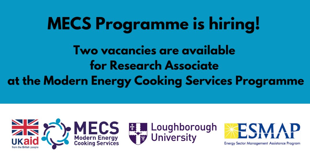 📢We are hiring!
<a href="/UKMECS/">Modern Energy Cooking Services</a> is seeking 2 experienced researchers to join the team &amp; support the delivery of the programme, leading on research uptake.
Please follow this link for more info &amp; the application form⬇️ 
mecs.org.uk/job-opportunit…
Closing Date:  25 Feb 2024
#jobopportunity
