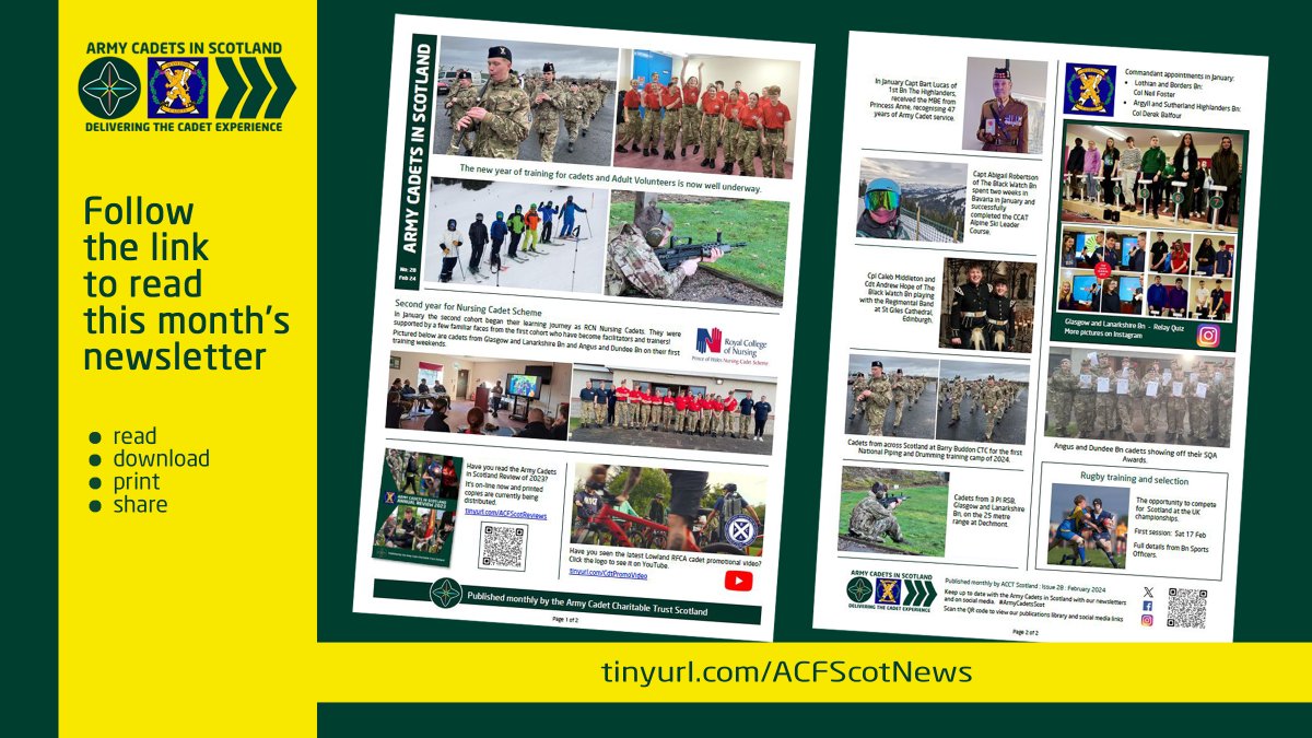 The latest Army Cadets in Scotland Newsletter is here: tinyurl.com/ACFScotNews #ArmyCadetsScot