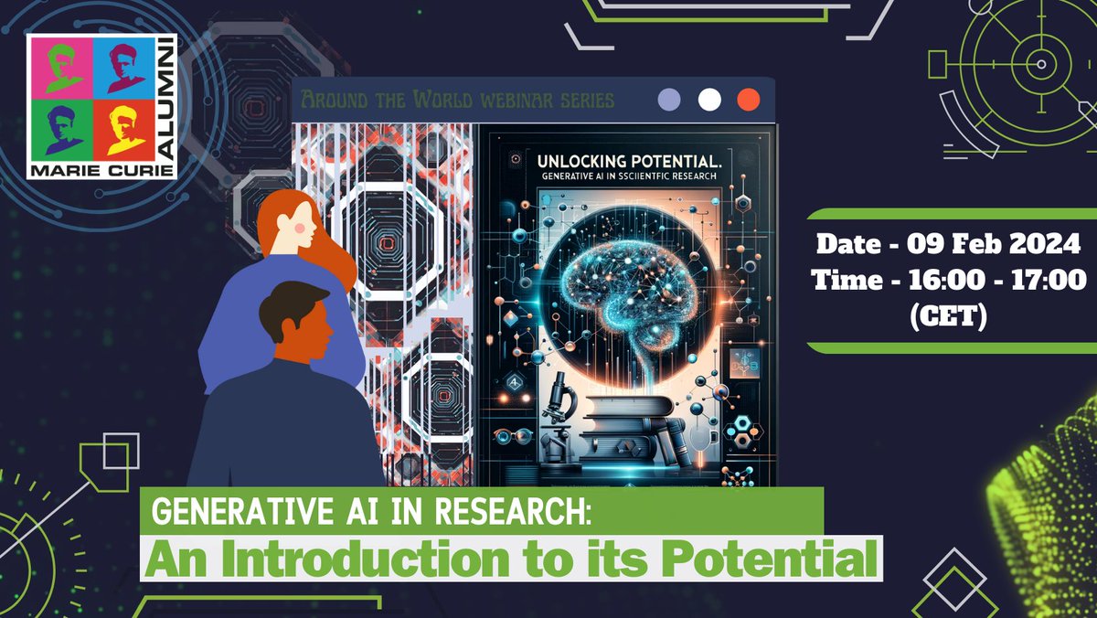 Mariecurie_alum's tweet photo. 📢 The MCAA Around the World Webinar Series is back this Friday!

📆 9 February 2024 (4 pm)

Let's make some clarity around generative AI in research!

Register here: https://t.co/lw4LZxbRSm https://t.co/zKSYDlhI5M