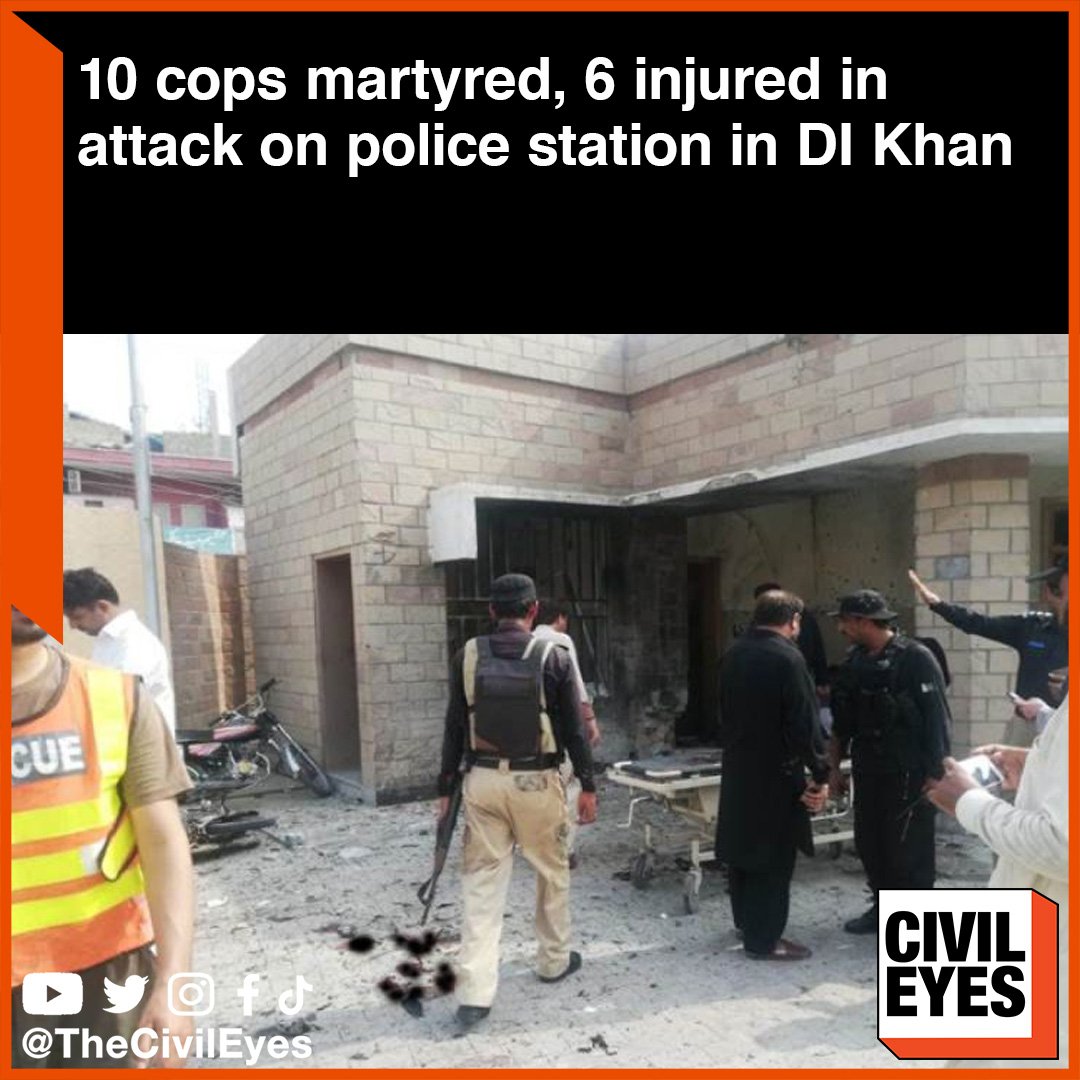 In a brazen attack, a group of unidentified militants in the wee hours launched a deadly assault on the Chaudhwan police station in Dera Ismail Khan, resulting in the tragic loss of 10 police lives and leaving 6 others injured. #theCivileyes #RealMadridAtleti #INDvENG #PSL9 #PSL9