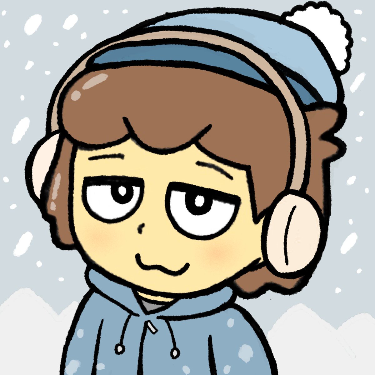 1boy male focus solo brown hair earmuffs snowing :3  illustration images
