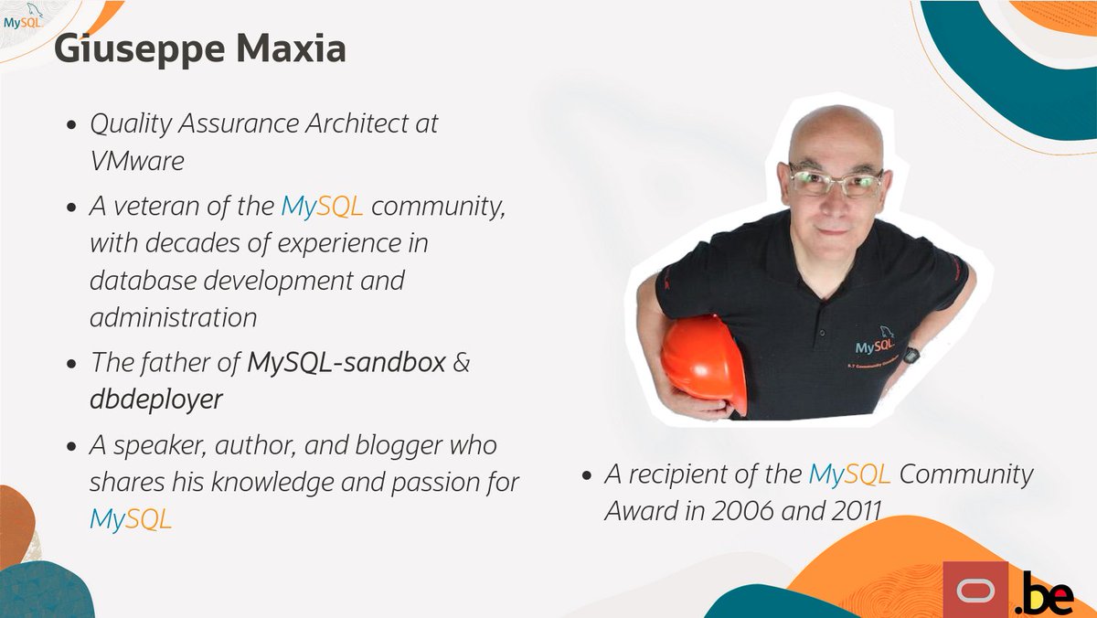 mysql_community's tweet image. Meet Giuseppe Maxia (@datacharmer), the QA Architect at VMware and #MySQLCommunity veteran with decades of experience in database development and administration. Giuseppe received #MySQLCommunity Award in 2006&2011. Congratulations @datacharmer on the #MySQLRockStars 2023 Award!