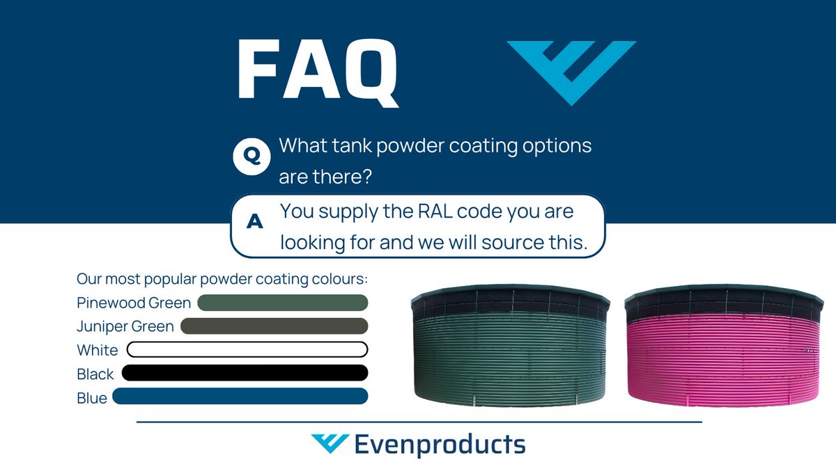 🎨 Curious about powder coating options? We've got a spectrum of colours to choose from! 🌈 You could even have a pink option because who said water storage can't be stylish? 💖 #PowderCoating #WaterStorage