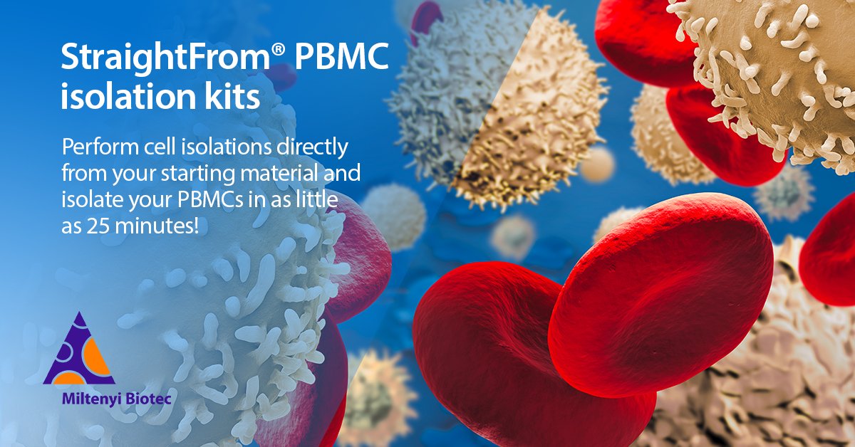 Do you want to isolate highly pure PBMCs from blood and blood products? Our StraightFrom® PBMC isolation kits are the solution – Perform cell isolations directly from your starting material and isolate your PBMCs in as little as 25 minutes! Learn more: ow.ly/AKX150QxkKM