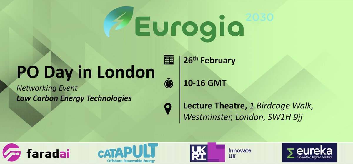 Net Zero at Innovate UK Business Connect (@iuk_netzero) on Twitter photo The Eurogia2030 Project Outline Day pitching & networking event for #LowCarbon #EnergyTech UK businesses is on the 26 Feb 2024 in London🌍⚡!
Join <a href="/innovateuk/">Innovate UK</a>, <a href="/EUROGIA/">EUROGIA2030</a>, <a href="/EUREKA_NETWORK/">Eureka</a>, <a href="/ORECatapult/">ORE Catapult</a> & <a href="/faradai_ai/">Faradai</a> and register now: bit.ly/3OtwmlE The Eurogia2030 Project Outline Day pitching & networking event for #LowCarbon #EnergyTech UK businesses is on the 26 Feb 2024 in London🌍⚡!
Join <a href="/innovateuk/">Innovate UK</a>, <a href="/EUROGIA/">EUROGIA2030</a>, <a href="/EUREKA_NETWORK/">Eureka</a>, <a href="/ORECatapult/">ORE Catapult</a> & <a href="/faradai_ai/">Faradai</a> and register now: bit.ly/3OtwmlE
