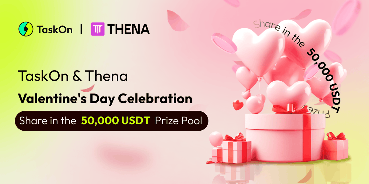 💘 MONTH OF LOVE #GIVEAWAY!

💸 <a href="/ThenaFi_/">THENA</a> is joining #TaskOn #ValentinesDay Epic for a big giveaway of $50,000 to make your day extra special! ⬇️Act Now
rewards.taskon.xyz/campaign/detai…

💗Cupid might just pick you as a winner! 💎Claim more points to unlock the epic rewards!