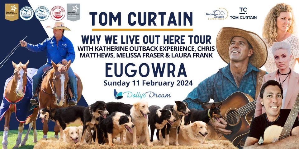 If you're near enough to Eugowra, make sure you get tickets to Tom Curtain's show this coming Sunday 11th Feb at the Eugowra Showground! @Tom_Curtain Grab your tickets here: events.humanitix.com/tom-curtain-to…