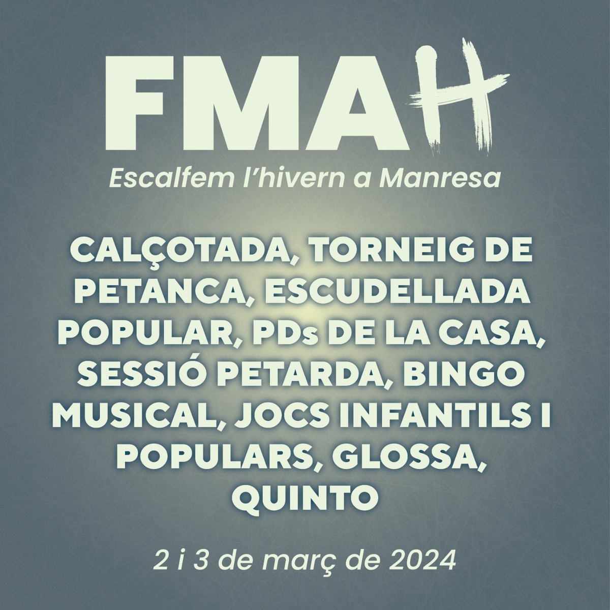 El 2 i 3 de març celebrarem la FMA d'hivern!😍🔥❤️ Serà un cap de setmana carregat de coses, agafeu l'agenda i reserveu-vos els dies!✍️😘 Calçotada, bingo musical, festa, petanca, escudellada, glossa, quinto... T'ho perdràs?😱🔥