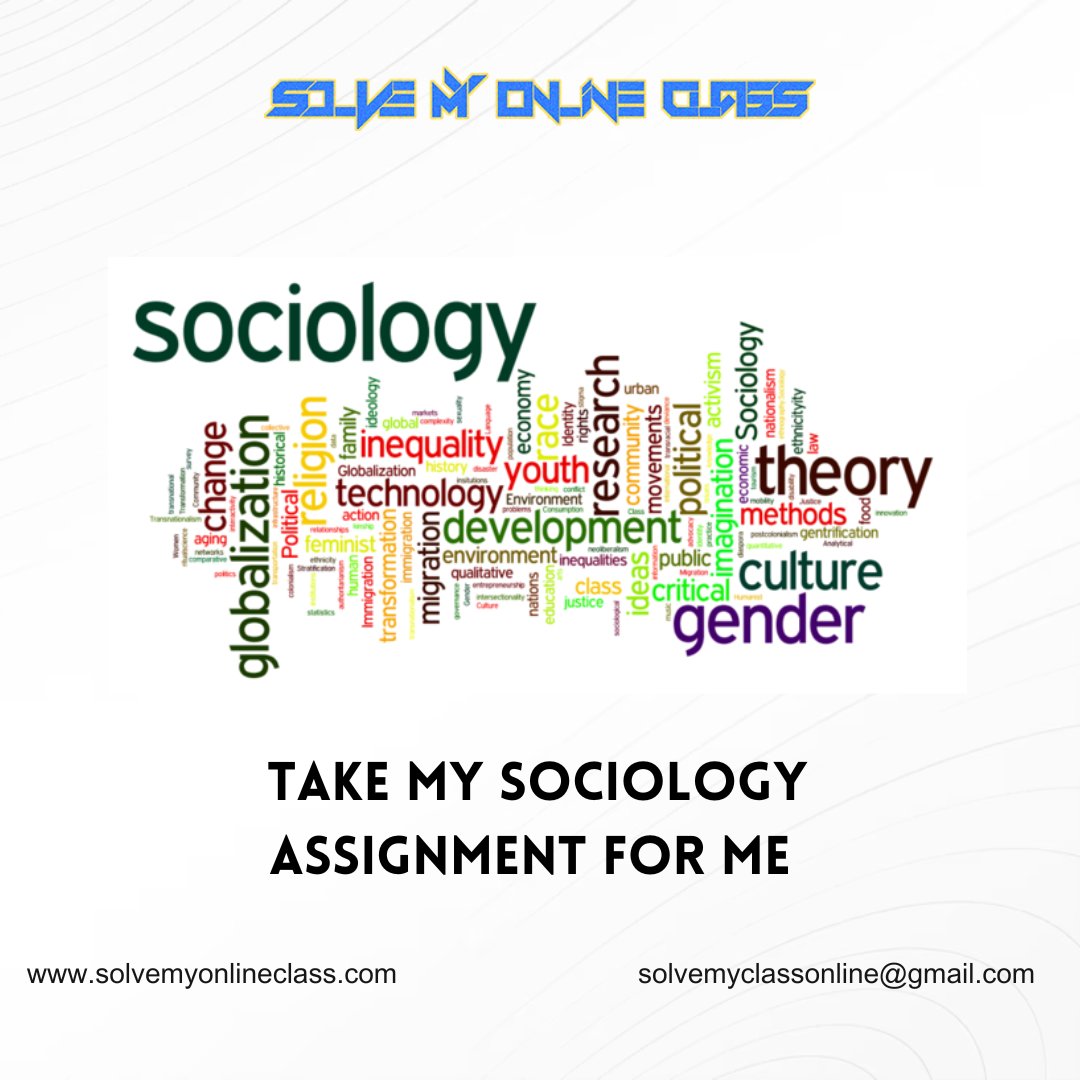 Solvemyonlinec1's tweet image. We at SolveMyOnlineClass.com offer students help with their assignments and homework.
#Homeworkhelp 
#Sociologyassignmenthelp