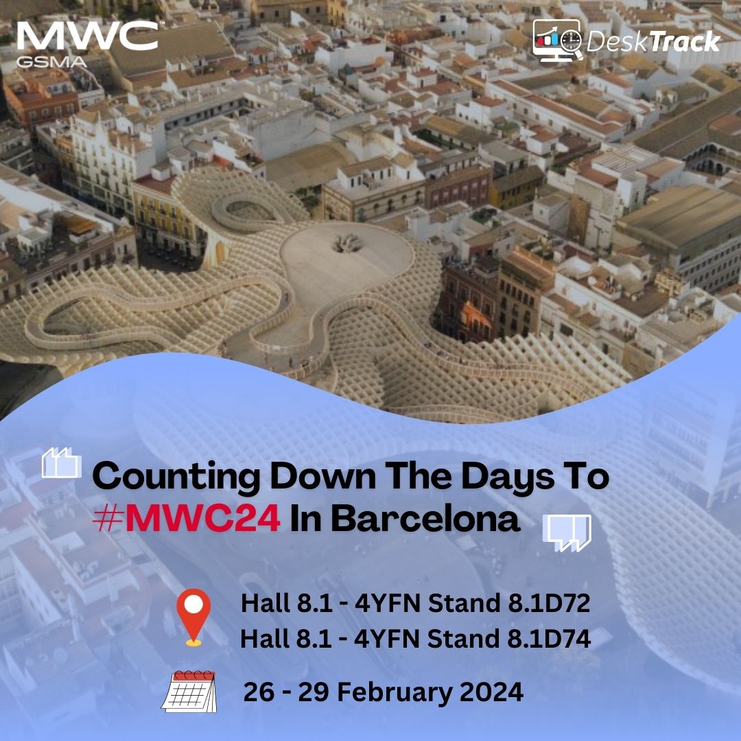 desk_track's tweet photo. Maximize your potential with DeskTrack β your personal productivity assistant.
#DeskTrack #TimeManagement #Productivity #MWC24 #SpainTechEvent #GlobalBusinesses #Technology #TechStartups #TechEvent #TimeTracker #EmployeeMonitoringSoftware #Spain #barcelona #Aryavrat https://t.co/CJtirdxDt7