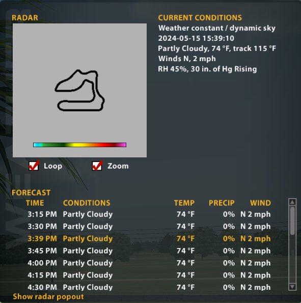 sofa_sim's tweet photo. Just doing some testing with rain for the new build…. Gotta get a head start. @iRacing https://t.co/pF4pBLg73K