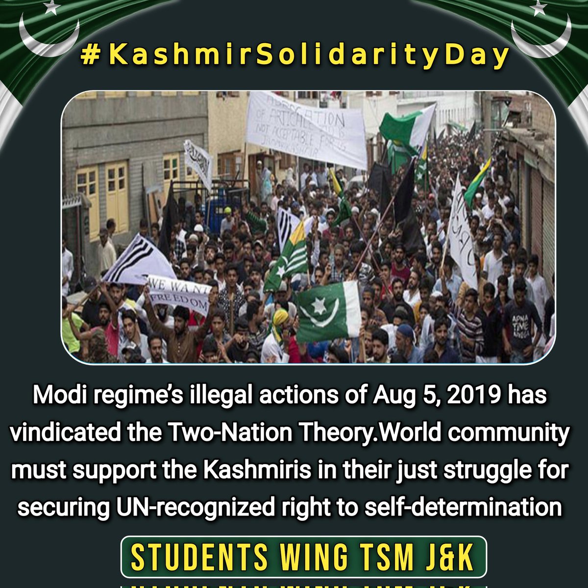 arshidawan101's tweet photo. #KashmirSolidarityDay

    •Pakistan stands with the Kashmiri people in their just struggle against Indian tyranny
    •Pakistanis are observing Kashmir Solidarity Day every year to reaffirm their support to Kashmiris https://t.co/Lot7Lh8AeW