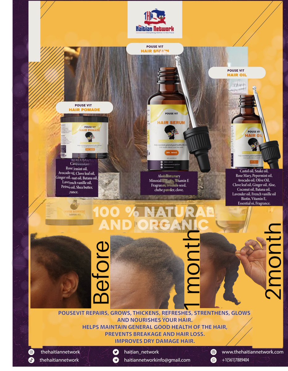 Haitian_Network's tweet photo. #Pwodwi cheve #PouseVit yo kontinye ap fè mirak ni pou Fi ni pou Gason #Hairserum #Hairpomade #Hairoil 

Men fason ki pi fasil pou nou kòmande pwodwi nou yo 

Pou #Haiti 🇭🇹 
Swiv link la pouw rantre sou WhatsApp oubyen rele # a
https://t.co/rLfzSHaEby

Pou Sendomeng #DR🇩🇴
Ekri # sa a sou WhatsApp 
+1 (829) 389-4677
https://t.co/Hm1O3rRnhK

Pou #Canada 🇨🇦
Swiv link la pouw rantre sou WhatsApp oubyen rele # a
https://t.co/cleMLyZgXY

Pou #USA 🇺🇸ak tout lòt peyi yo
Swiv link la pouw rantre sou WhatsApp oubyen rele # a 

https://t.co/M4z4tmgdZO           Follow this link to view our catalog on WhatsApp: https://t.co/vfmhWsetIu                                       

Siw nan Airport #Haiti🇭🇹a PauP ou vle achte pandan wap vwayaje swiv link sa a oubyen rele # a                         https://t.co/nl3xJBZJvR