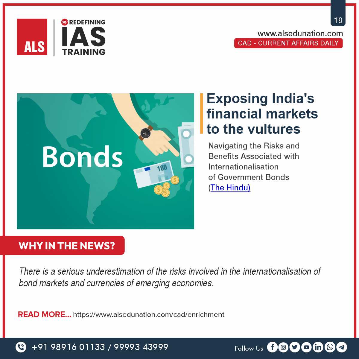 #StudyWithALSIAS | NEWS Today 03rd Feb’24

Gear Up for UPSC CSE Prelims 2024 with our Updated News Daily.

Exposing India's financial markets to the vultures

READ MORE... alsedunation.com/cad/enrichment

#UPSCSCSE #Prelims2024 #finance #India #academic #bondmarkets #indiancurrencies