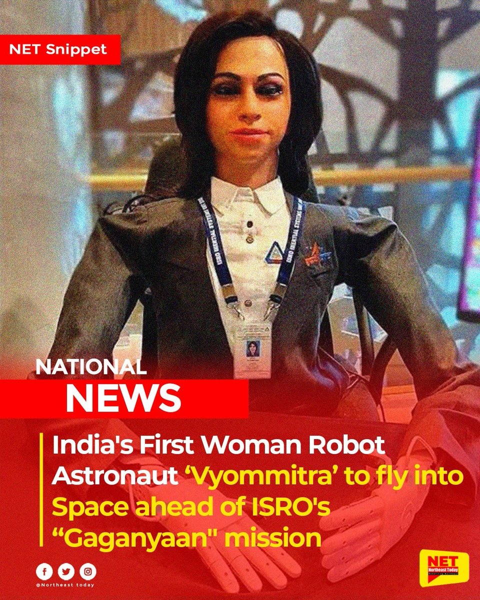 NortheastToday's tweet image. #NetSnippet | In a significant leap towards India's space exploration endeavors, Union Minister Dr. Jitendra Singh announced that the country's first Woman Robot Astronaut, "Vyommitra," is set to embark on an uncrewed mission into space. 

Read more..
m.facebook.com/story.php?stor…