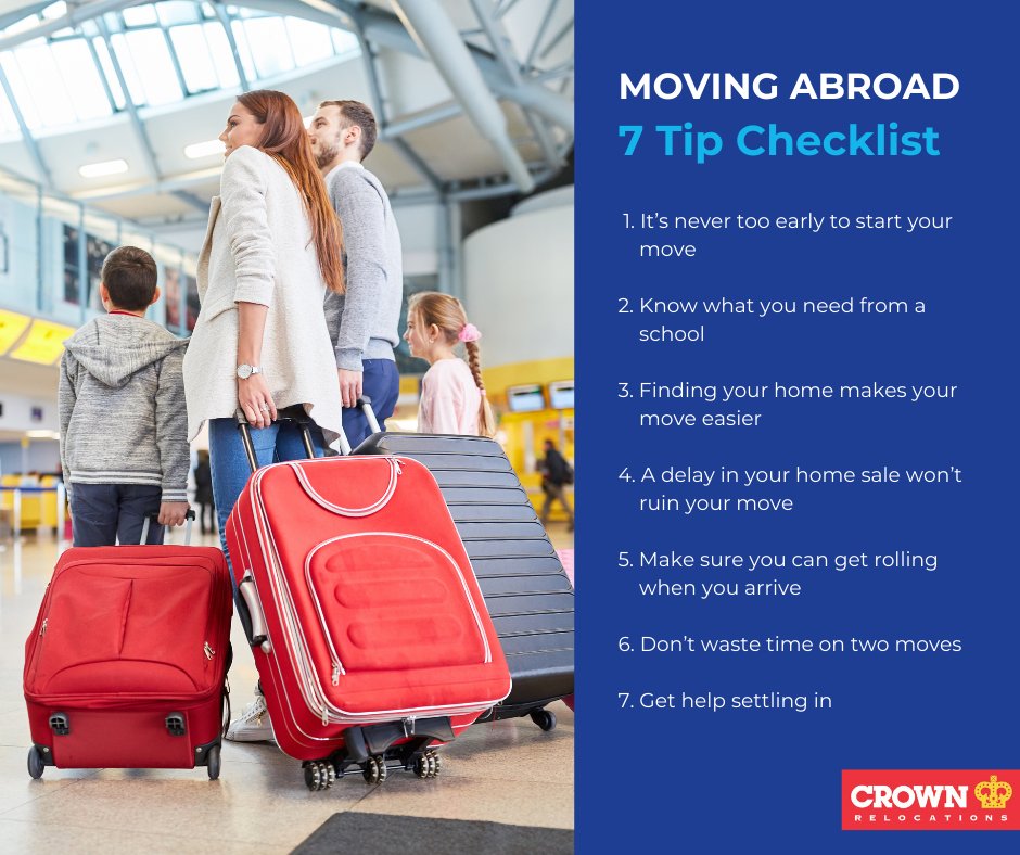 CrownReloNZ's tweet image. Planning a move abroad can be overwhelming, but with the right preparation, it can also be exciting and rewarding. 

Check out our article for a 7 tip checklist to help you make your international relocation a success: crownrelo.co.nz/moving-abroad-…

#MovingOverseas #MovingChecklist