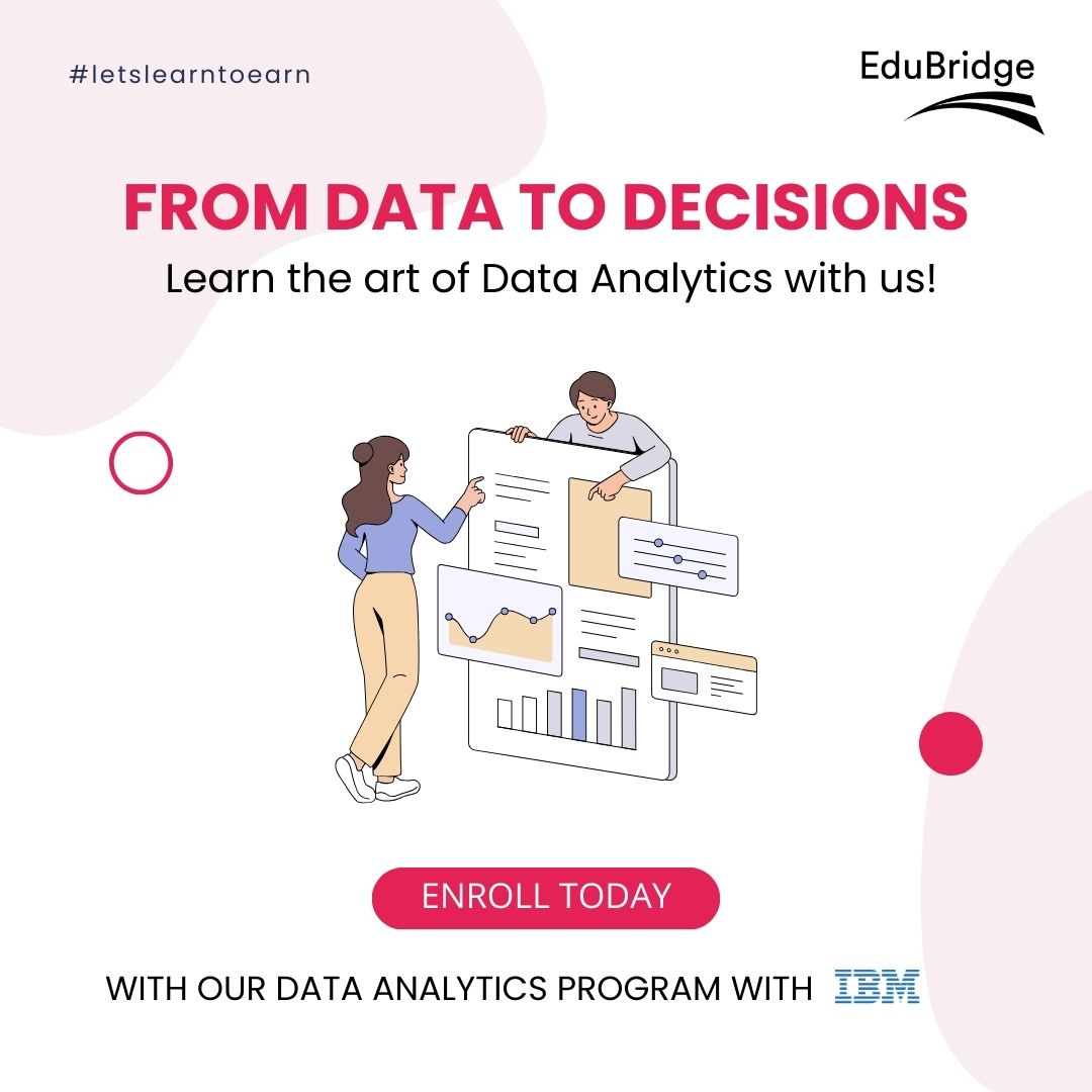EduBridgelearn's tweet image. Transform data into decisions with expertise! Join our Data Analytics program with IBM and master the art of data analysis.
Enroll Now @ bit.ly/3sTvf6Z
#DataAnalytics #JobGuaranteePassport #DataAnalyticsCourseWithJobGuarantee #DataAnalystTrainingAndPlacement
