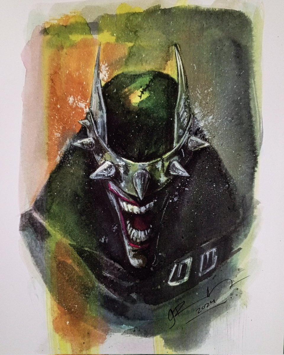 The Batman Who Laughs Painting ... Available ! More details -PM- #batman #dcuniverse #sketch #comic #ComicArt #batmanwholaughs #dccomics #painting #watercolor #artist