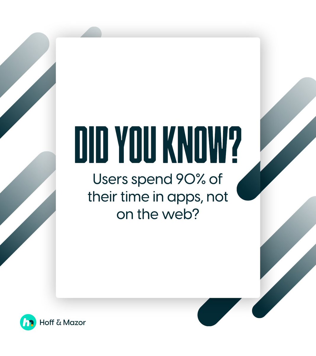 hoffnmazor's tweet image. Users are spending almost 90% of their time in apps, not browsing the internet. If you&apos;re looking to give your business an edge this year, consider building an app.

#HoffAndMazor #FactPost #MobileApps #UserBehavior #BusinessEdge #AppDevelopment