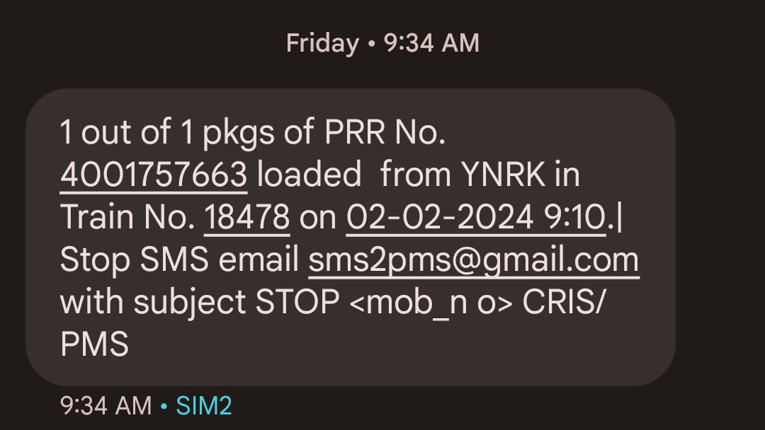 smbohare's tweet photo. Attention @RailMinIndia: It's been 4th day since my bike was shipped via railway parcel (PRR no.4001757663) from YNRK to GWL, but I haven't received any updates on its whereabouts. Please provide information and ensure the safe and timely delivery of my bike. #IndianRailways https://t.co/GakpQLeirX