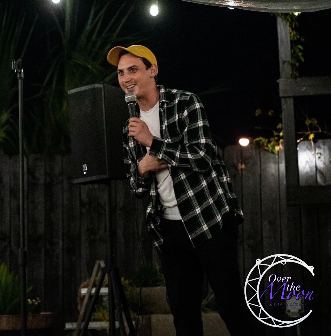 OverTheMoonGS's tweet photo. Meet Zach Van Gestel! 
Having a hard time bringing some extra joy and laughter to your party? Zach is sure to turn that around! This local comedian, as seen at Vinyl Music Hall and various shows throughout the area, will make sure to leave your guests in a fit of laughter! https://t.co/B3RG2on4kx