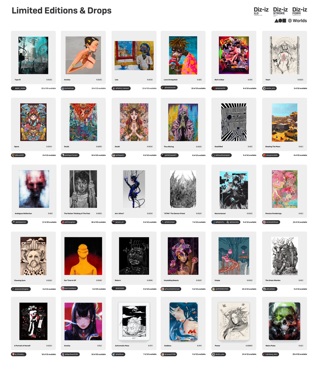 Diz-iz Editions &amp; Drops
Curated by <a href="/v_xtra/">Vic</a>

27 Live Editions
4 Live Drops

Don't miss these!