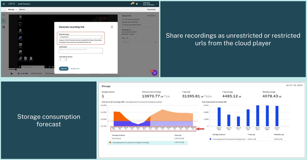 LiangFeng516's tweet photo. #Citrix Session Recording services introduced two new features in the latest release. Learn more details here: https://t.co/wECqnDxjaE https://t.co/nyjt4HMQbr
