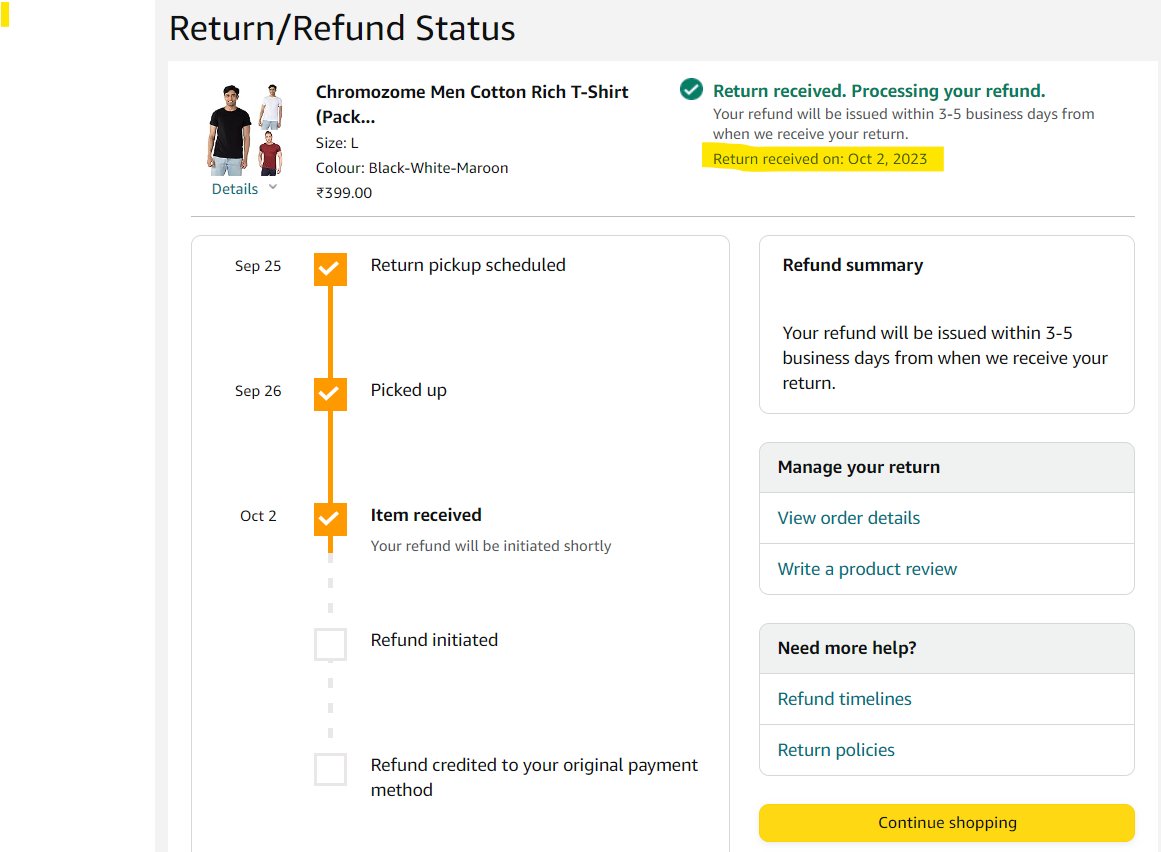 KunalSinha77's tweet photo. @amazon @amazonIN @AmazonHelp I returned the product as I received different color combination. AmazonSupport says different product returned and deny the return, more than 4 months now. ORDER # 405-5762702-7506725 https://t.co/f9ffOlmJhB