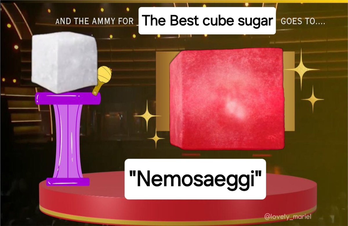lovelyjin_0613's tweet photo. And #TheAMMYs for best cube sugar goes to "Nemosaeggi"
#AMMYwinner
#AMMYs
#ARMYON
@BTS_twt #BTS https://t.co/aqYJZwFp1i