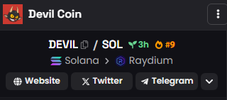 DevilCoinSOL's tweet photo. #9 DEXSCREENER.

ARE U STILL FADING THE DEVIL? 😈 https://t.co/sJ56Adjzud