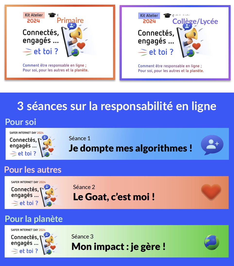 J-1 pour le #SaferInternetDay #enseignants #animateurs 👀 Avez-vous vos kits atelier pour animer une séance de sensibilisation ? 👉 À télécharger ici : internetsanscrainte.fr/sid/enseignant