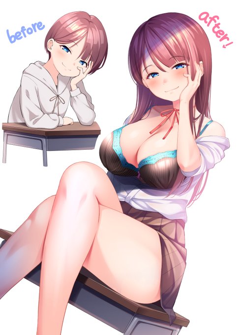 skeb納品しました!
ご依頼が男の子が数年後JKニューハーフになっているビフォーアフターということで、友達だった男の子が卒業を機に引っ越して、高校で偶然再会したらエッチなお姉さん(生えてる)になってたという妄想で描きました!
ご依頼ありがとうございました～!!😊😊😊 