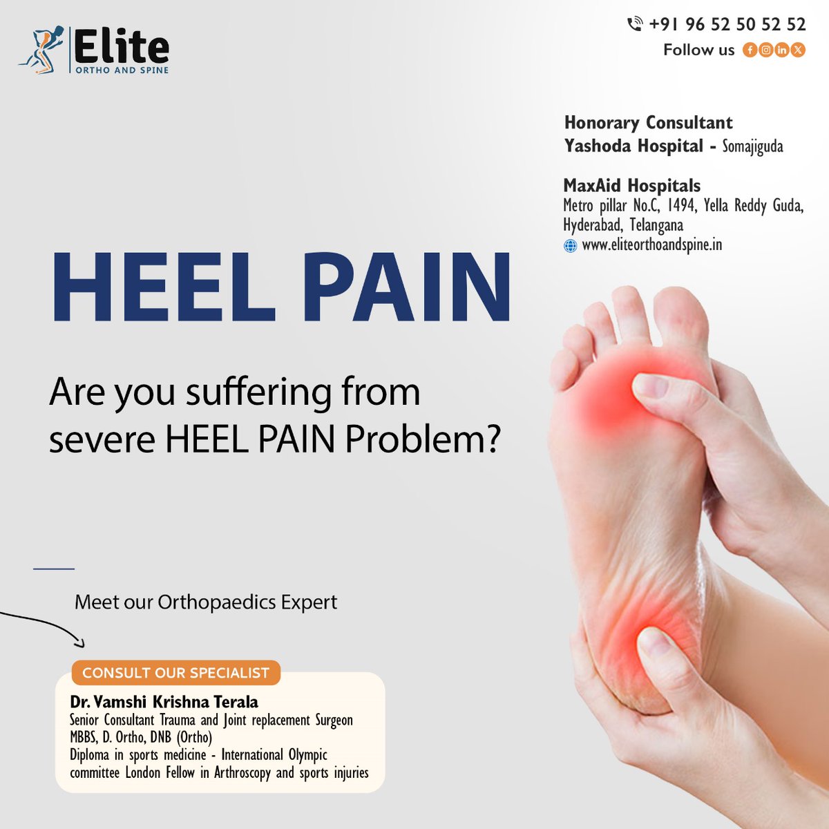 🦶 Experiencing severe heel pain? We've got the expertise to diagnose and treat your discomfort. Rediscover the joy of walking without pain! 👣💙

#EliteOrthoAndSpine #HeelPainRelief #FootHealth #OrthopedicCare #HeelPainSolutions #WalkPainFree #EliteOrthoCare #HappyFeet
