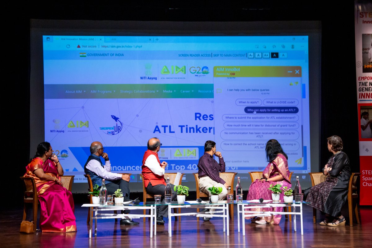 AIMtoInnovate's tweet photo. Celebrating Innovation at the 'STEMSPARK Fest 2023-24'! 🚀
@AIMtoInnovate , @CGI_Global , and @LLF_IN joined forces to showcase the top 43 innovations from 100 Govt. ATL adopted schools across Tamil Nadu, Karnataka, Maharashtra, and Telangana.
#STEMSPARK #AIMtoInnovate https://t.co/2oLClyLWZx
