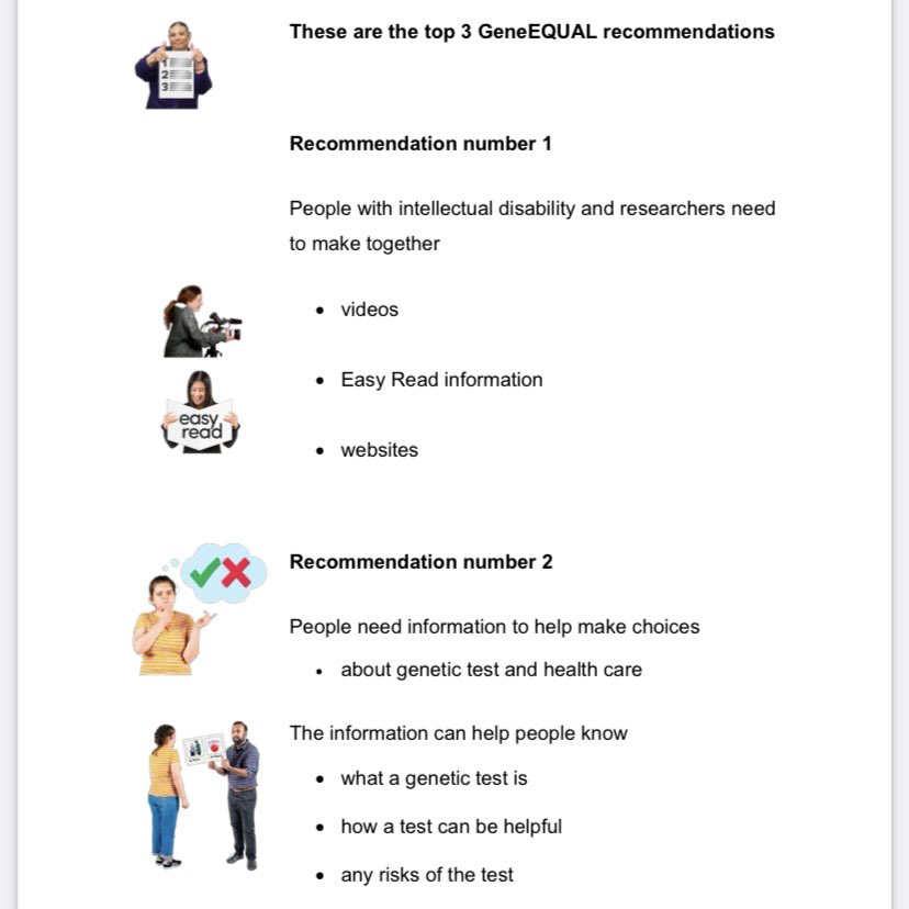 Want to know more about the @GeneEQUAL Toolkit? Want to hear what people with intellectual disability & #healthcare workers think about it? Read our #easyread final report about what people say @GeneEQUAL should work on next! geneequal.com/genetic-resour… @emmagenetics @IvaStrnadova