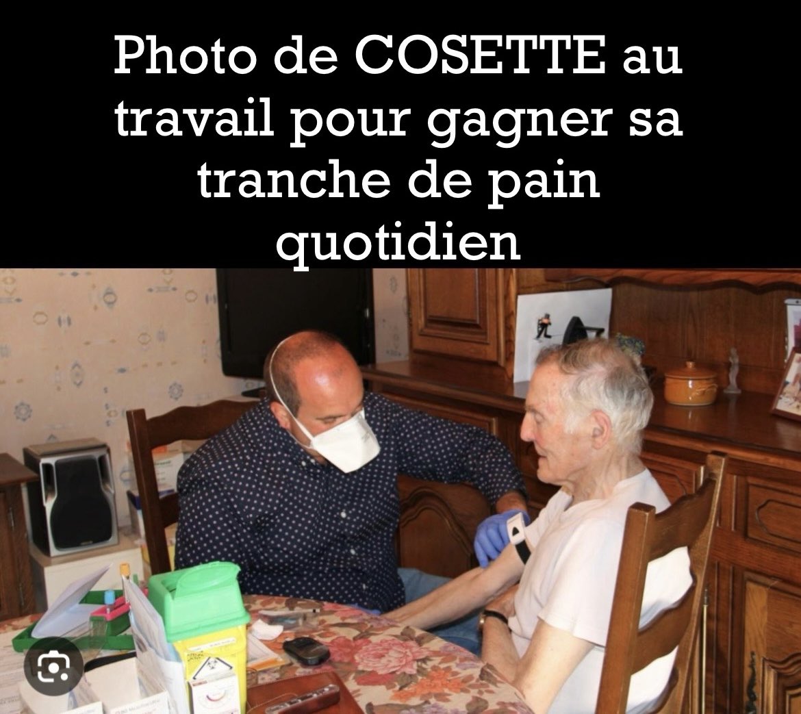 Cosette peut être un homme aussi.
Cosette travaille au même tarif depuis 2009 , et un représentant(<a href="/BouscarainF/">BOUSCARAIN Jean-Francois</a>) de son syndicat majoritaire (<a href="/FNIofficiel/">Fédération Nationale des Infirmiers</a>) trouve que c’est une situation confortable .
Voir, même reproche à Cosette de vouloir être valorisé car on va salir les IDEL