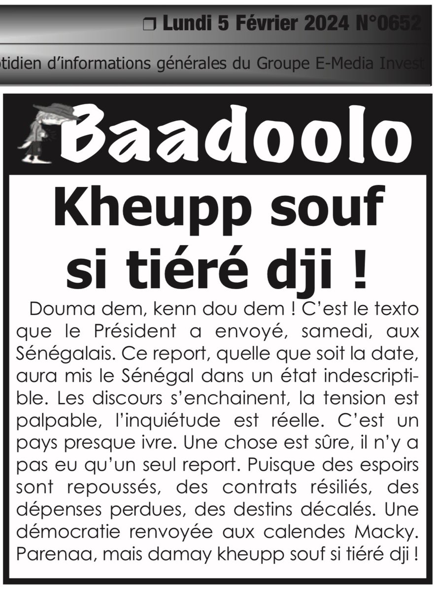 CherifHassana's tweet photo. Une démocratie à terre, un idéal sali, un peuple sacrifié à l’autel des ambitions crypto-personnelles.
#FreeSenegal #FreeWalf https://t.co/AB8y27xms5
