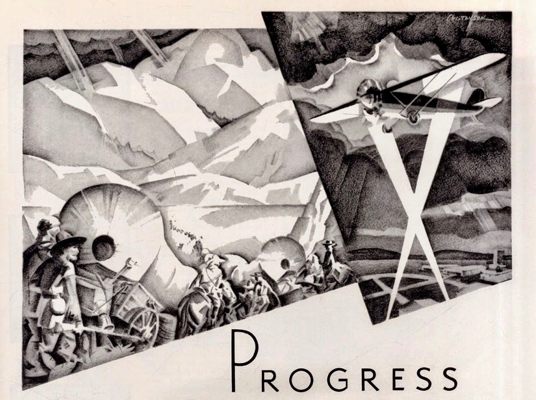 In #FEBRUARY 1930
PROGRESS
🧵👇
#progress #coveredwagons #wagontrain #aviation #airport #airfield
‘Prairie schooner to airplane -- magically has American Business advanced to swifter and more economical methods. #Production, #sales, and lately #distribution have in turn come ➡️