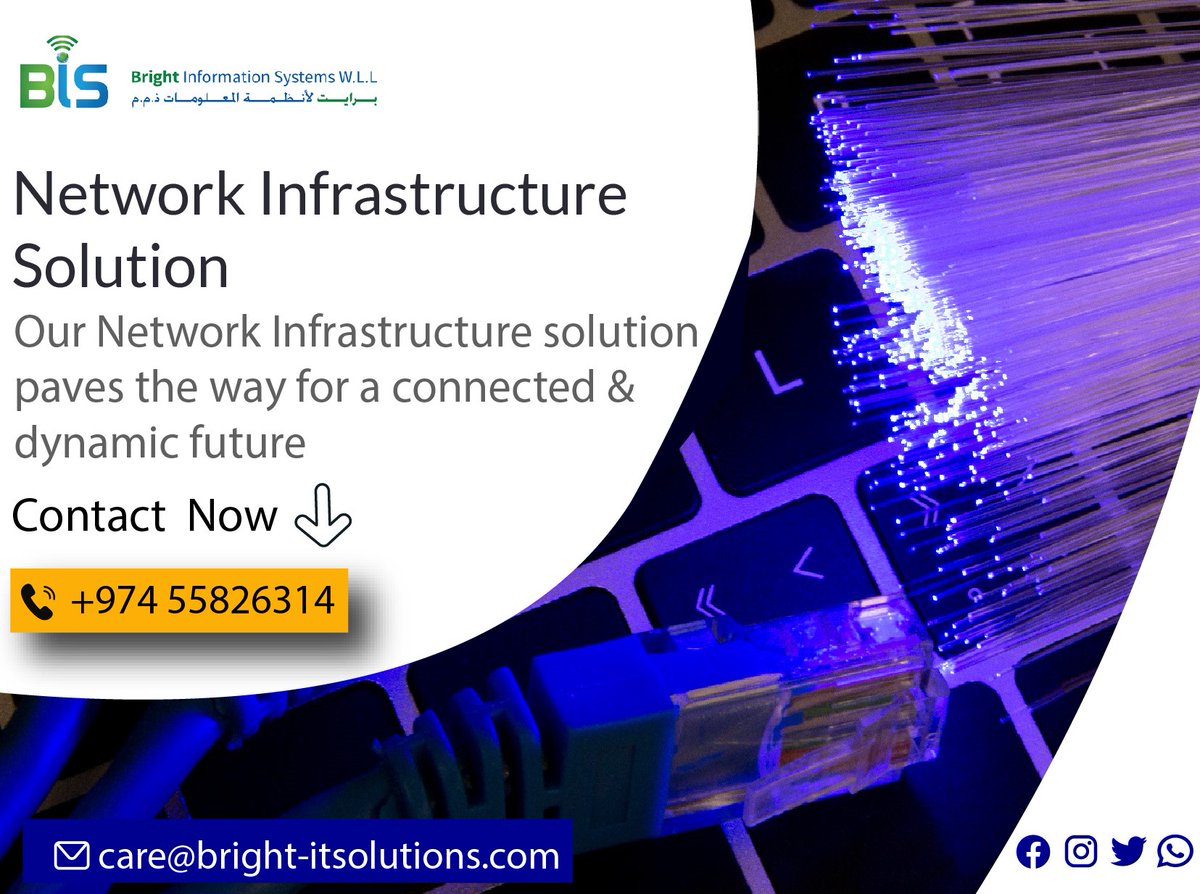 BIS_Qatar's tweet photo. Connect with Confidence: Our network infrastructure solution ensures reliability and security for your business.
Discover us Now!
Contact Number📱 : +974 55826314
Email 📨: care@bright-itsolutions.com
Website 🌐: https://t.co/iN9fA0vkhN https://t.co/W4AZ7NHrez