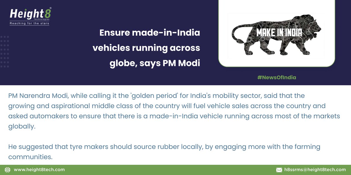 Ensure made-in-India vehicles running across globe.

Follow us for more such news.

#newsofindia #India #madeinindia #PMModiji #madeinindiavehicles #News #H8 #height8 #height8tech #telecoms