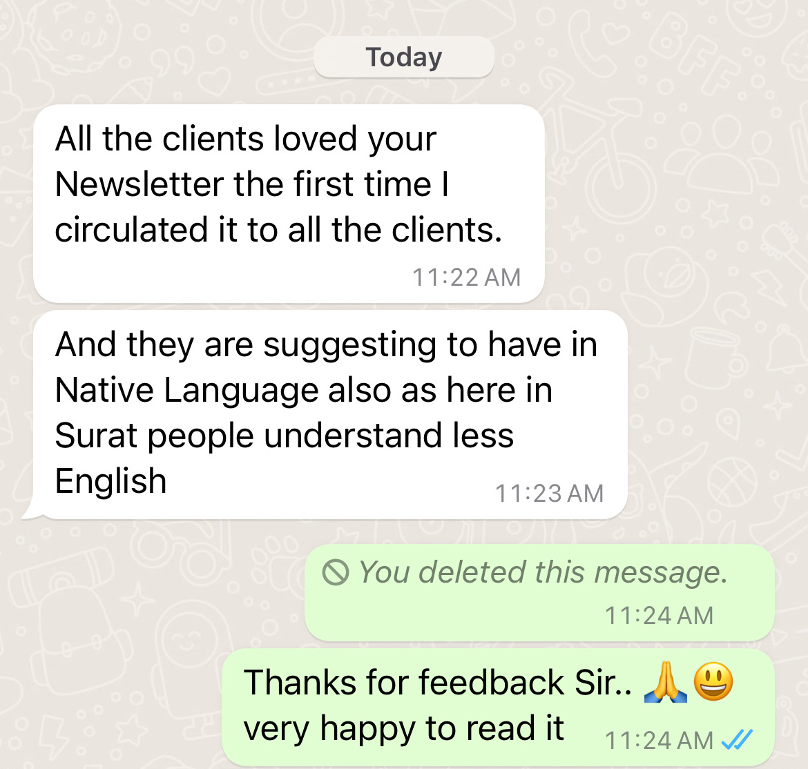 practice_guru's tweet photo. Itโs a best feeling when your clients client love you product.
Thanks Sir for sharing and giving a great start to the day ๐คฉ๐คฉ๐๐ #OneClickBranding https://t.co/rRLdsouPmW