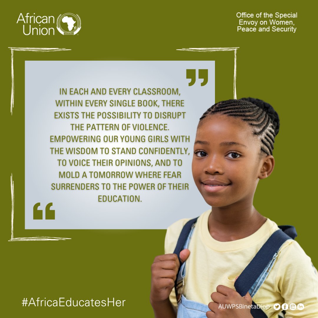 #InspirationalMonday
Despite progress, African nations still grapple with ensuring equal education access for girls, we encourage Member States to seize opportunities like gender intelligence to empower every African girl. 
More info ➡️cieffa.au.int/doc-viewer/400