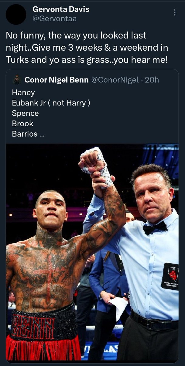 BoxingNaija's tweet photo. Beautiful exchange between @ConorNigel and Tank @Gervontaa. It's getting heated up!!! 🥊

#Boxing #BoxingNaija #TankBenn https://t.co/K0ZFfKofAt