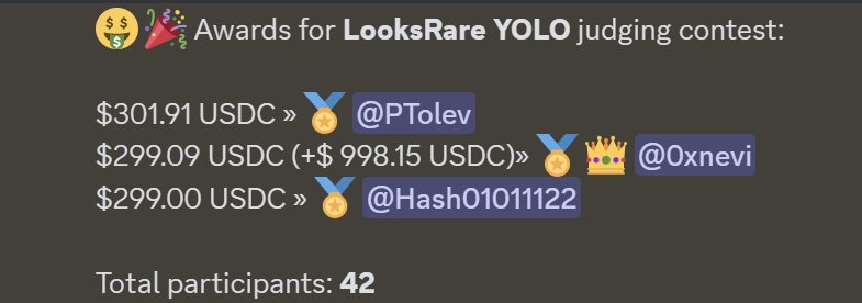 First time, first place in the <a href="/sherlockdefi/">SHERLOCK</a> judging contest.